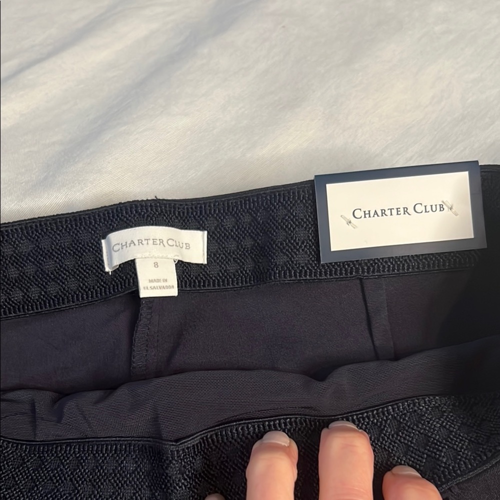 NWT- Charter Club Navy Trousers with Cream Accents - Picture 6 of 9